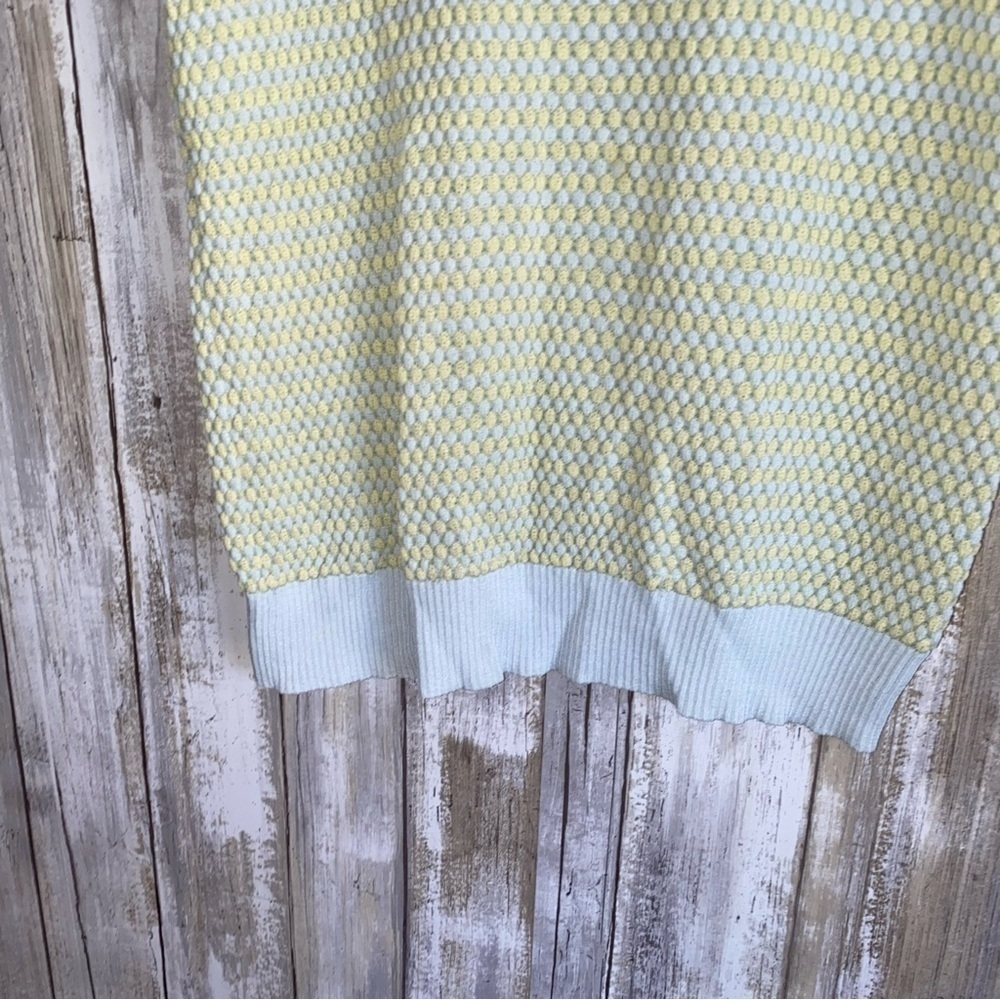 Zara Textured Knit Tee Yellow Blue Short Sleeve Sweater Top Lightweight S - Picture 3 of 4